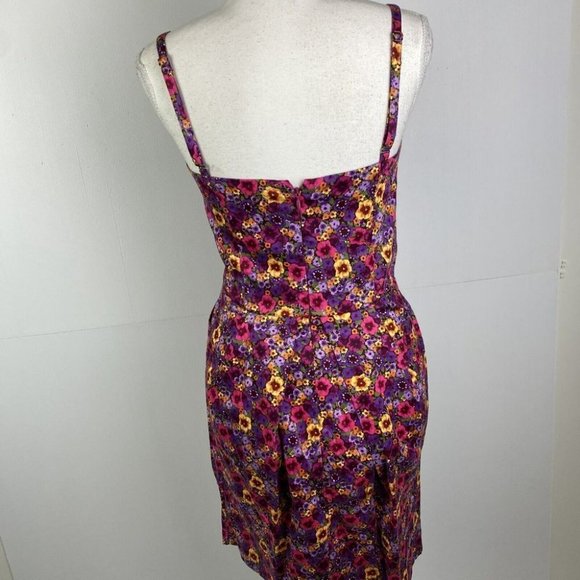 Princess Highway Size 8 Pencil Dress Bright Purple pink Floral - Picture 6 of 10
